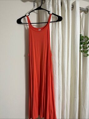 Sleeveless Coral-Orange Maxi Dress